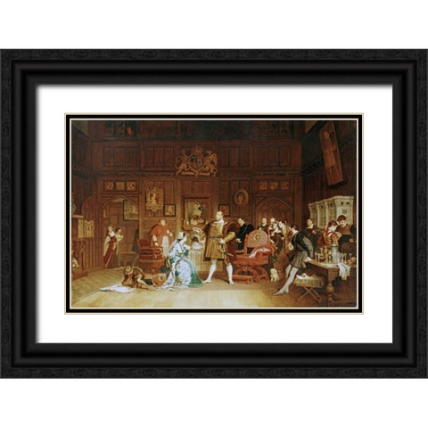 Henry VIII and Anne Boleyn Observed By Queen Katherine Black Ornate Wood Framed Art Print with Double Matting by Stone, Marcus