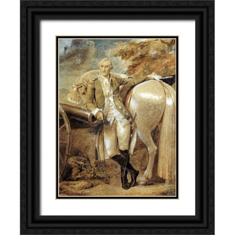 General Nathaniel Green Black Ornate Wood Framed Art Print with Double Matting by Stothard, Thomas