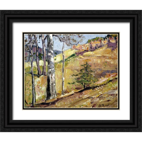 Spring Hillside Black Ornate Wood Framed Art Print with Double Matting by Symons, George Gardiner