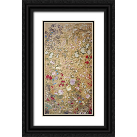 One Hundred Flowers Black Ornate Wood Framed Art Print with Double Matting by Tingxi, Jiang
