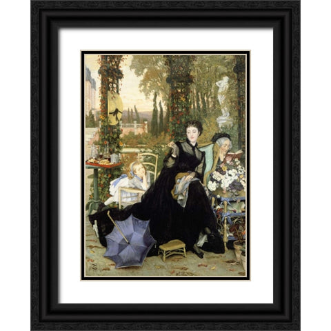 Une Veuve. a Widow Black Ornate Wood Framed Art Print with Double Matting by Tissot, James Jacques