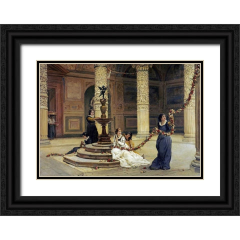 The Morning of The Festival Black Ornate Wood Framed Art Print with Double Matting by Topham, Frank Willima Warwick