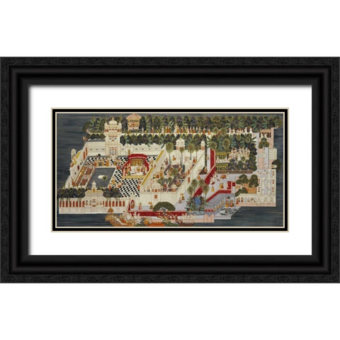 The Lake Palace Black Ornate Wood Framed Art Print with Double Matting by Udaipur