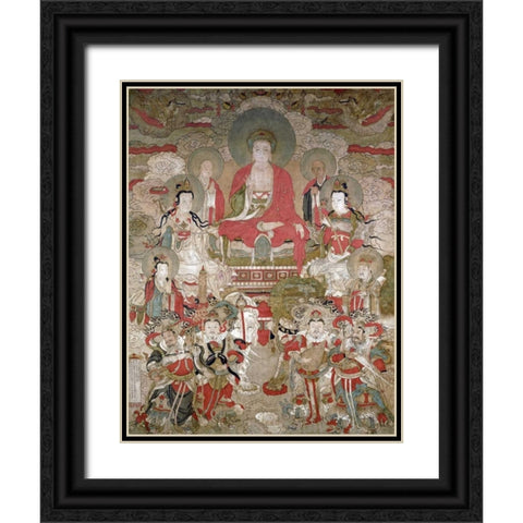 Buddhas Black Ornate Wood Framed Art Print with Double Matting by Unknown