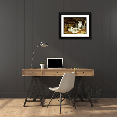 Signed and Sealed Black Ornate Wood Framed Art Print with Double Matting by Van Den Eycken, Charles