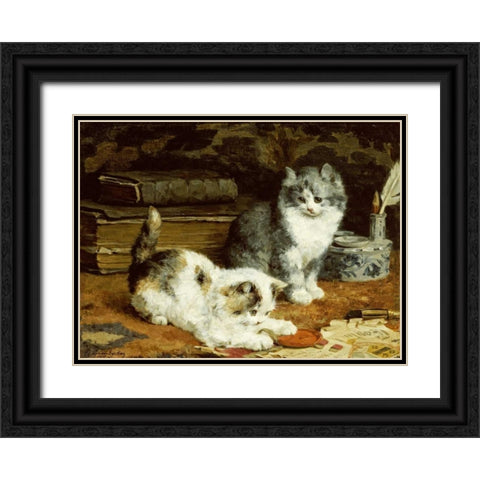 Signed and Sealed Black Ornate Wood Framed Art Print with Double Matting by Van Den Eycken, Charles