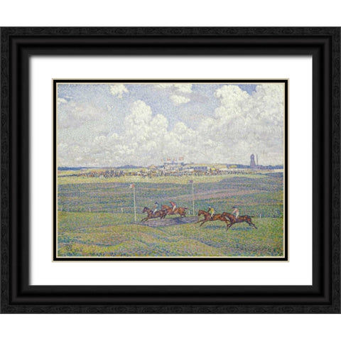 The Racecourse at Boulogne-Sur-Mer Black Ornate Wood Framed Art Print with Double Matting by Van Rysselberghe, Theo