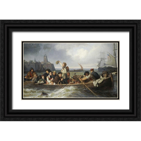 Emigration To America Black Ornate Wood Framed Art Print with Double Matting by Vokmar, Antonie