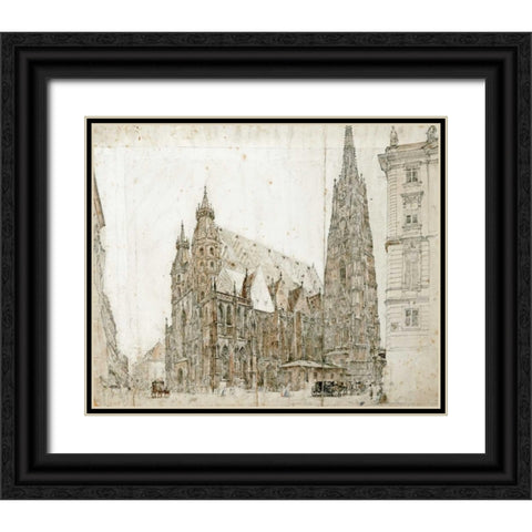 St Stephens Cathedral, Vienna Black Ornate Wood Framed Art Print with Double Matting by Von Alt, Rudolf