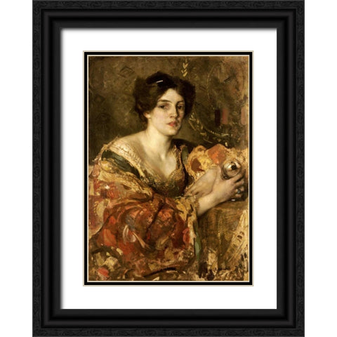 The Fortune Teller, Miss Jane Aitken Black Ornate Wood Framed Art Print with Double Matting by Walton, Edward Arthur