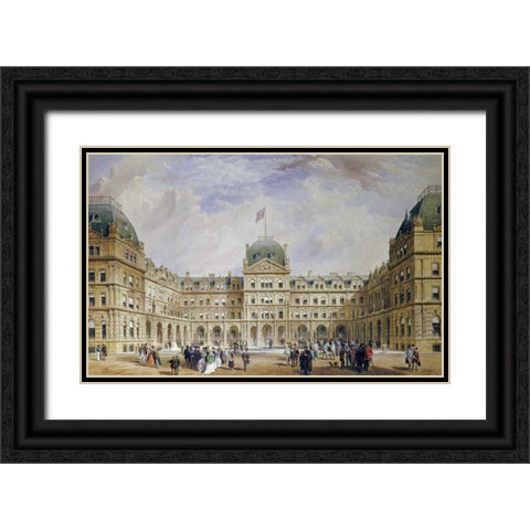 The Quadrangle of The New Liverpool Exchange Black Ornate Wood Framed Art Print with Double Matting by Wyatt, Thomas Henry