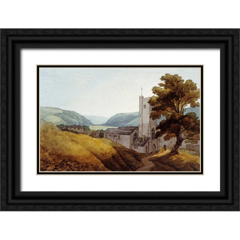 From The Churchyard at Dulverton, Somerset Black Ornate Wood Framed Art Print with Double Matting by Abbott, John White