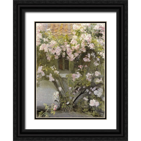 Climbing Roses Black Ornate Wood Framed Art Print with Double Matting by Ancher, Michael