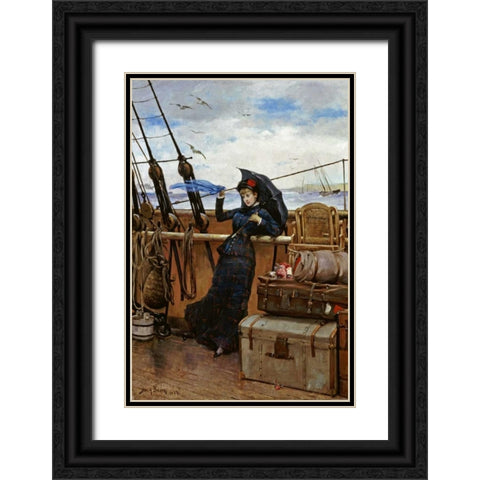 The Departure Black Ornate Wood Framed Art Print with Double Matting by Bacon, Henry
