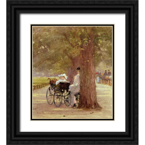 A Rest In The Row Black Ornate Wood Framed Art Print with Double Matting by Bartom, Rose Maynard