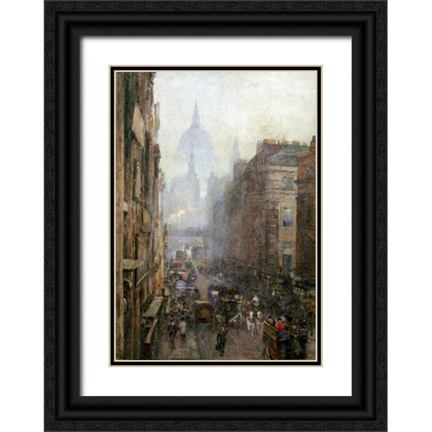Fleet Street Black Ornate Wood Framed Art Print with Double Matting by Bartom, Rose Maynard
