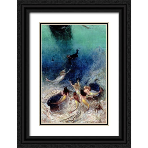 A Sailors Delight Black Ornate Wood Framed Art Print with Double Matting by Beard, William Holbrook