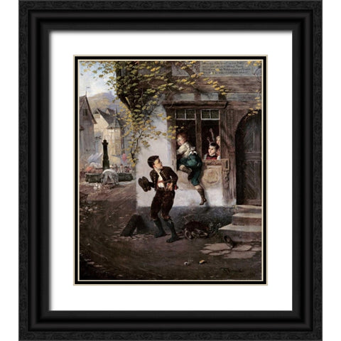The Naughty Schoolboys Black Ornate Wood Framed Art Print with Double Matting by Beinke, Fritz