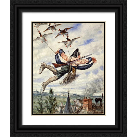 Illustrations For The Adventures of Baron Munchausen Black Ornate Wood Framed Art Print with Double Matting by Bichard, Alphonse Adolf