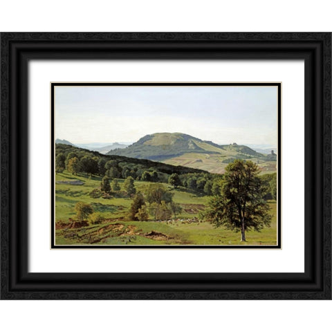 Landscape - Hill and Dale Black Ornate Wood Framed Art Print with Double Matting by Bierstadt, Albert