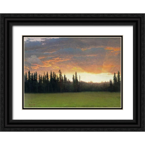 California Sunset Black Ornate Wood Framed Art Print with Double Matting by Bierstadt, Albert