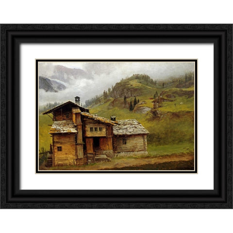 Mountain House Black Ornate Wood Framed Art Print with Double Matting by Bierstadt, Albert