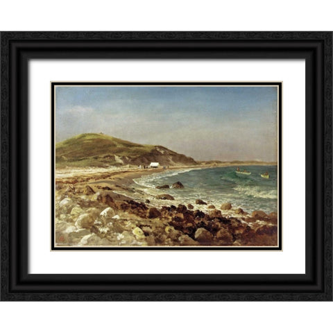 Coastal Scene Black Ornate Wood Framed Art Print with Double Matting by Bierstadt, Albert