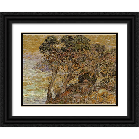 Point Lobos, Monterey Coast Black Ornate Wood Framed Art Print with Double Matting by Bischoff, Franz