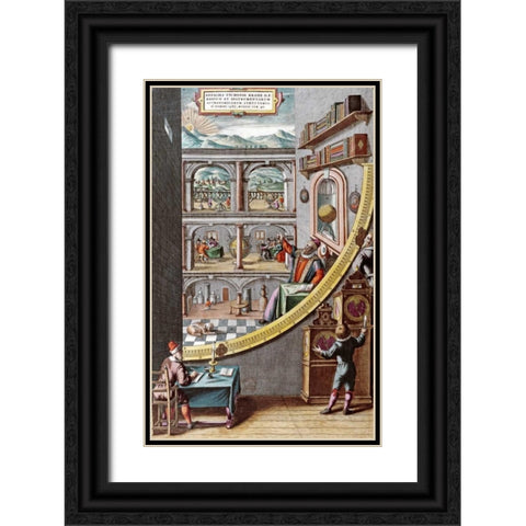 Astronomer Tycho Brahe Black Ornate Wood Framed Art Print with Double Matting by Blaeu, Johannes