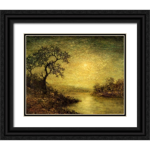 Moonlit Landscape Black Ornate Wood Framed Art Print with Double Matting by Blakelock, Ralph Albert