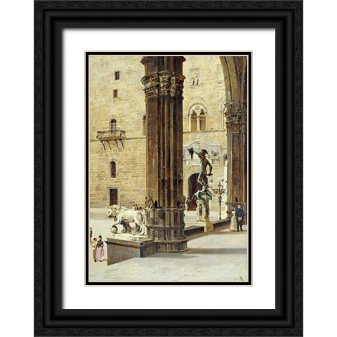 La Loggia Dei Lanzi, Florence Black Ornate Wood Framed Art Print with Double Matting by Brandeis, Antonietta