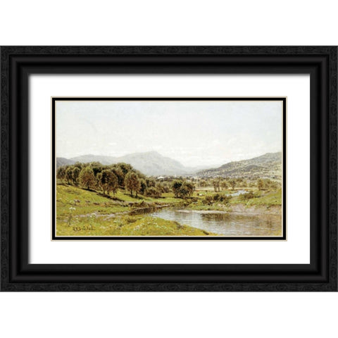 Monument Mountain From The Berkshire Meadows Black Ornate Wood Framed Art Print with Double Matting by Bristol, John Bunyan