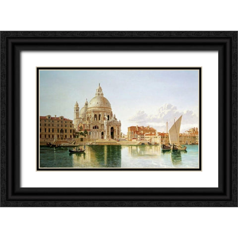 The Santa Maria Della Salute, Venice Black Ornate Wood Framed Art Print with Double Matting by Burnett, William Hickling