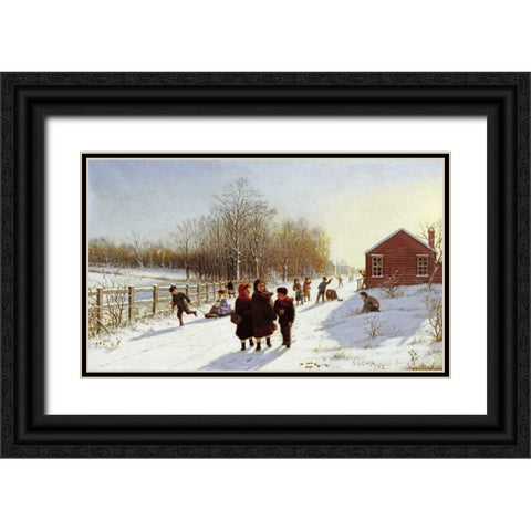 Schools Out Black Ornate Wood Framed Art Print with Double Matting by Carr, Samuel S.