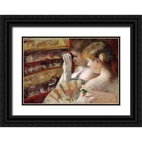 In The Box Black Ornate Wood Framed Art Print with Double Matting by Cassatt, Mary