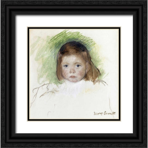 Portrait of Ellen Mary Cassatt Black Ornate Wood Framed Art Print with Double Matting by Cassatt, Mary