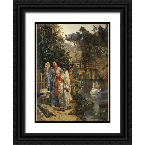In a Japanese Garden Black Ornate Wood Framed Art Print with Double Matting by Castres, Edouard