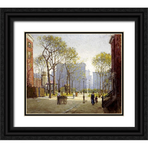 Late Afternoon, Washington Square Black Ornate Wood Framed Art Print with Double Matting by Cornoyer, Paul