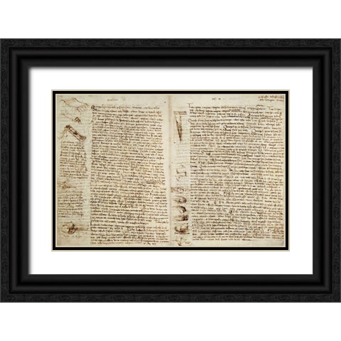 The Codex Hammer Black Ornate Wood Framed Art Print with Double Matting by Da Vinci, Leonardo