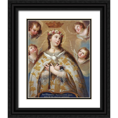 Coronation of The Virgin Black Ornate Wood Framed Art Print with Double Matting by De Paez, Jose