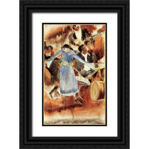 The Jazz Singer Black Ornate Wood Framed Art Print with Double Matting by Demuth, Charles
