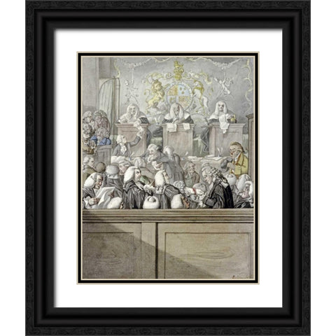 The Lawyers All Alive In Westminster Hall Black Ornate Wood Framed Art Print with Double Matting by Dighton, Robert