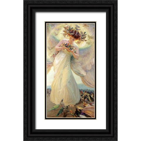 The Angel of The Birds Black Ornate Wood Framed Art Print with Double Matting by Dvorak, Franz