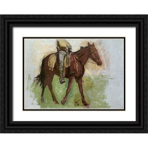 Sketch For Cowboys In The Badlands Black Ornate Wood Framed Art Print with Double Matting by Eakins, Thomas