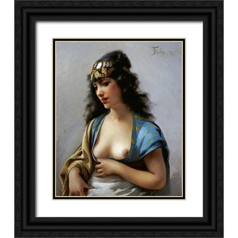 An Eastern Beauty Black Ornate Wood Framed Art Print with Double Matting by Falero, Luis Riccardo
