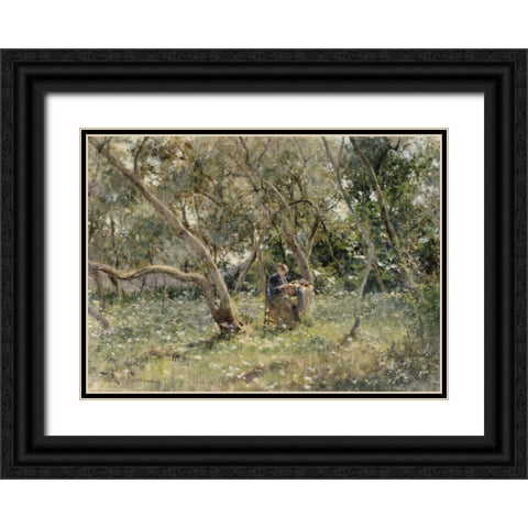 In The Orchard Black Ornate Wood Framed Art Print with Double Matting by Fontana, Roberto