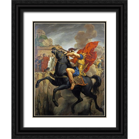 The Death of Marcus Curtius Black Ornate Wood Framed Art Print with Double Matting by Francois, Pierre Joseph Celestin