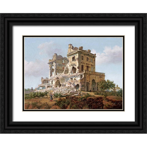 Villa Del Vascello, Al Gianicolo, Roma Black Ornate Wood Framed Art Print with Double Matting by French School