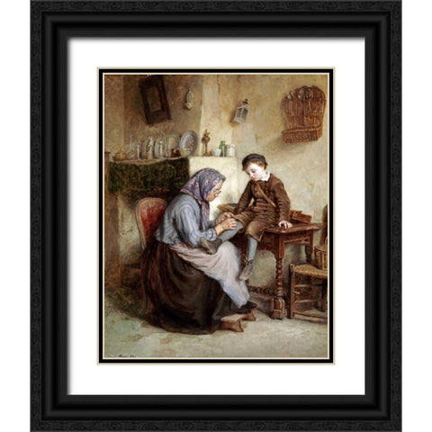 Worn Through Black Ornate Wood Framed Art Print with Double Matting by Frere, Edouard