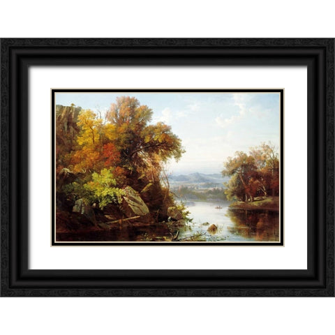 Indian Summer Black Ornate Wood Framed Art Print with Double Matting by Gignoux, Francois Regis
